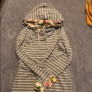 Long double hooded sweatshirt